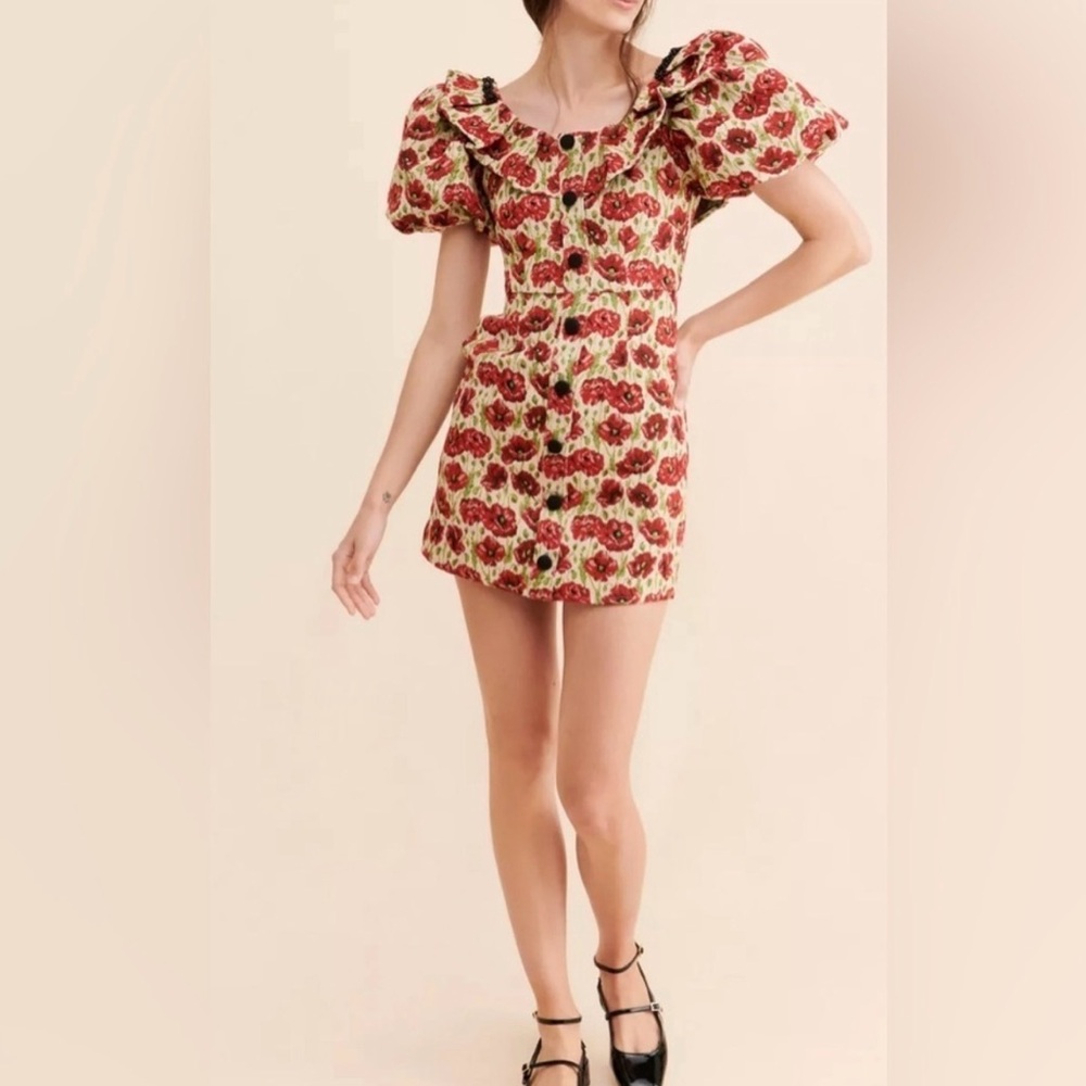 Sister Jane- Gorgeous Shirley Poppy Tapestry mini dress with beading.Size Large